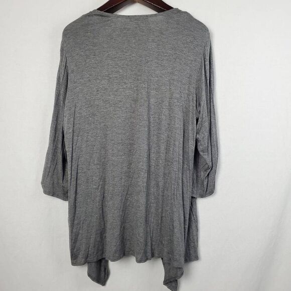 AGB 2X Plus Gray Open Front Cardigan Sweater - Picture 5 of 8